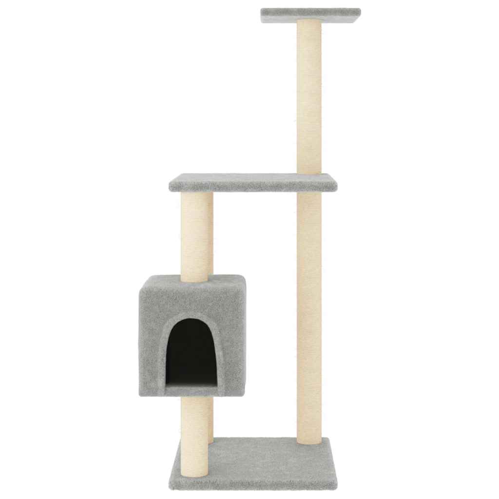 vidaXL Cat Tree | Light grey | Engineered wood, plush, sisal | 104 cm tall 3