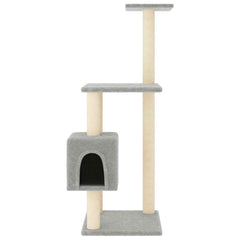 vidaXL Cat Tree | Light grey | Engineered wood, plush, sisal | 104 cm tall 3