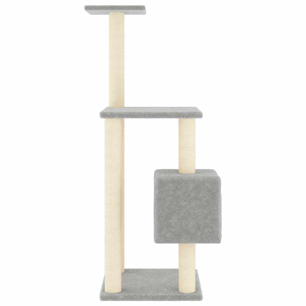 vidaXL Cat Tree | Light grey | Engineered wood, plush, sisal | 104 cm tall 4