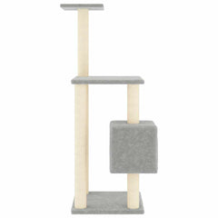 vidaXL Cat Tree | Light grey | Engineered wood, plush, sisal | 104 cm tall 4