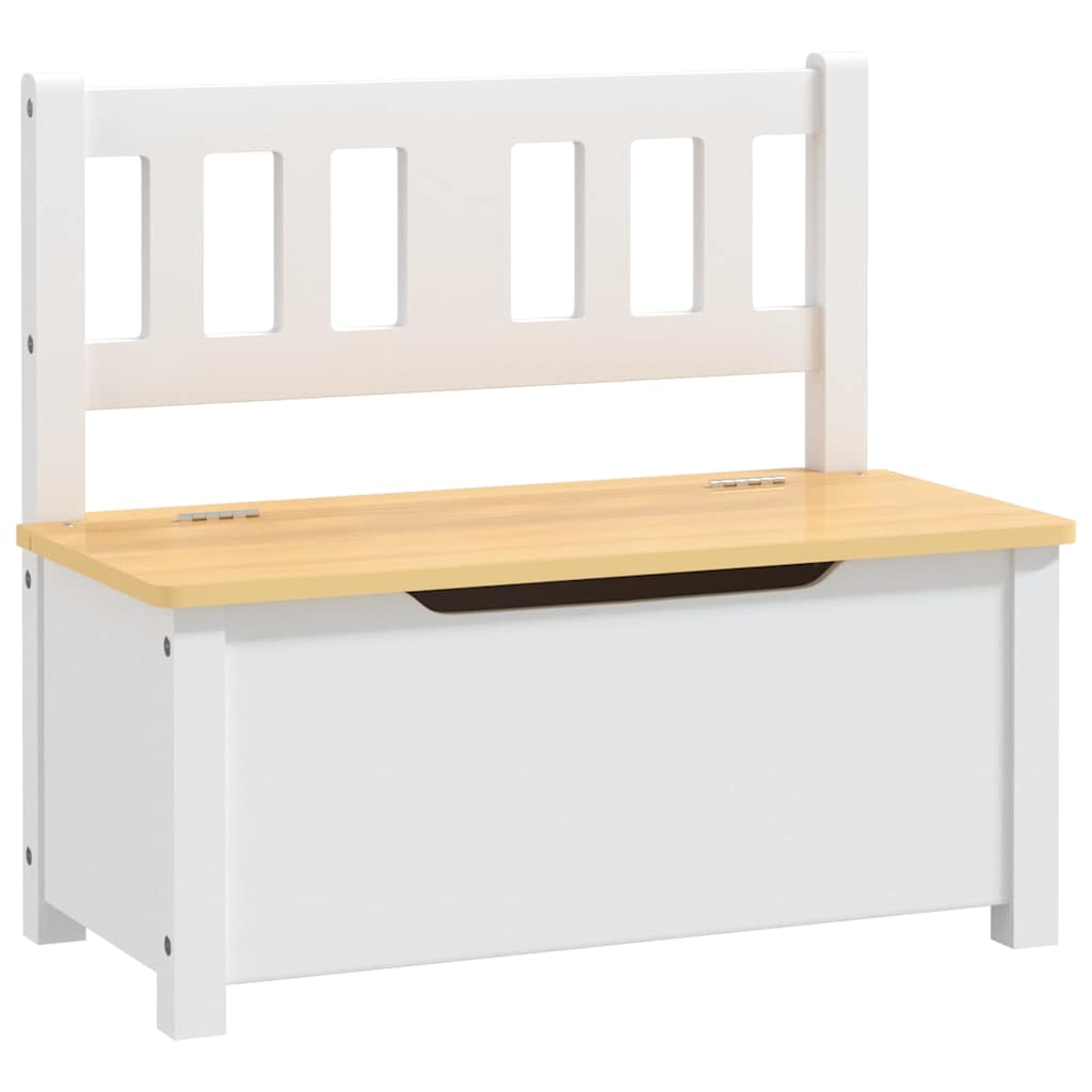 Children Storage Bench 60x30x55 cm MDF White and beige