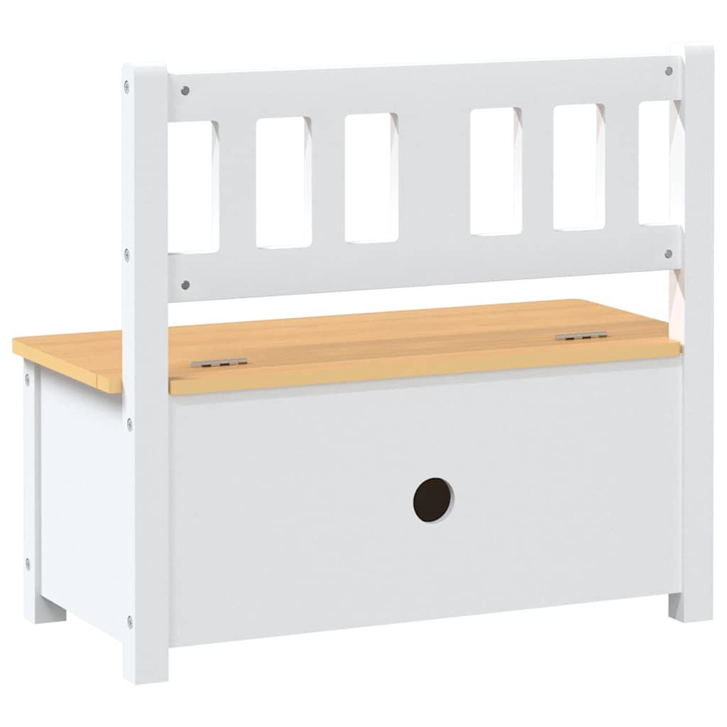 Children Storage Bench 60x30x55 cm MDF White and beige