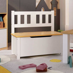 Children Storage Bench 60x30x55 cm MDF White and beige