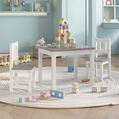 vidaXL Children Table And Chair Set | White and grey | MDF | Small | Ergonomic 1