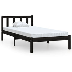 vidaXL Bed Frame without Mattress Black Solid Wood Small Single 2
