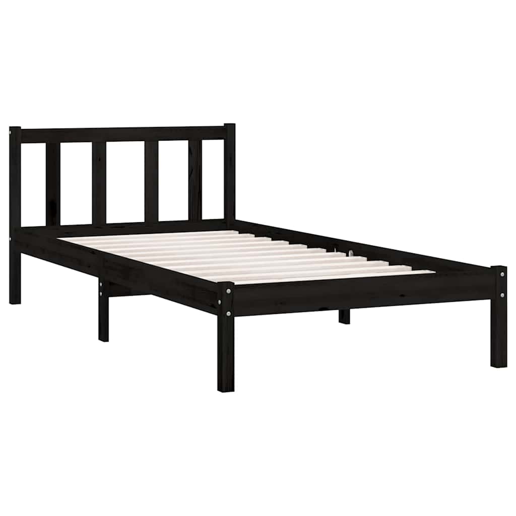 Bed Frame without Mattress Solid Wood Black 75 x 190 cm