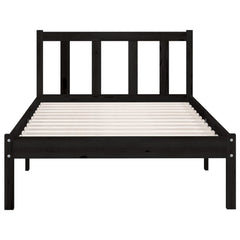 vidaXL Bed Frame without Mattress Black Solid Wood Small Single 4