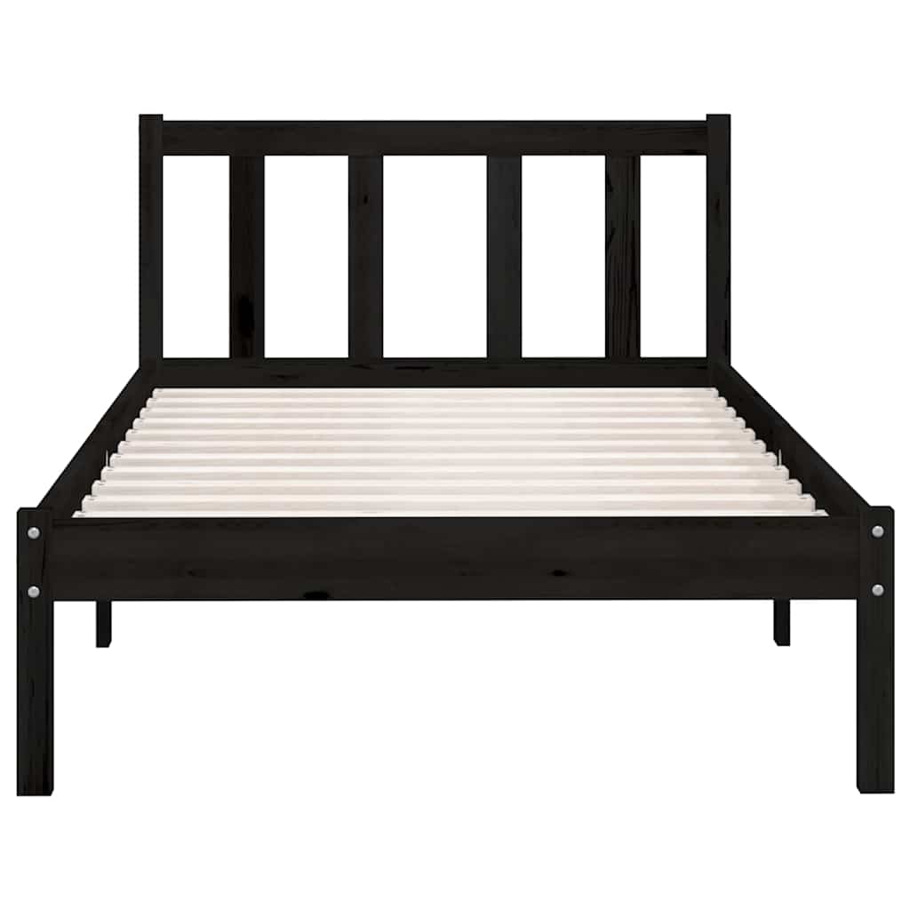 Bed Frame without Mattress Solid Wood Black 75 x 190 cm
