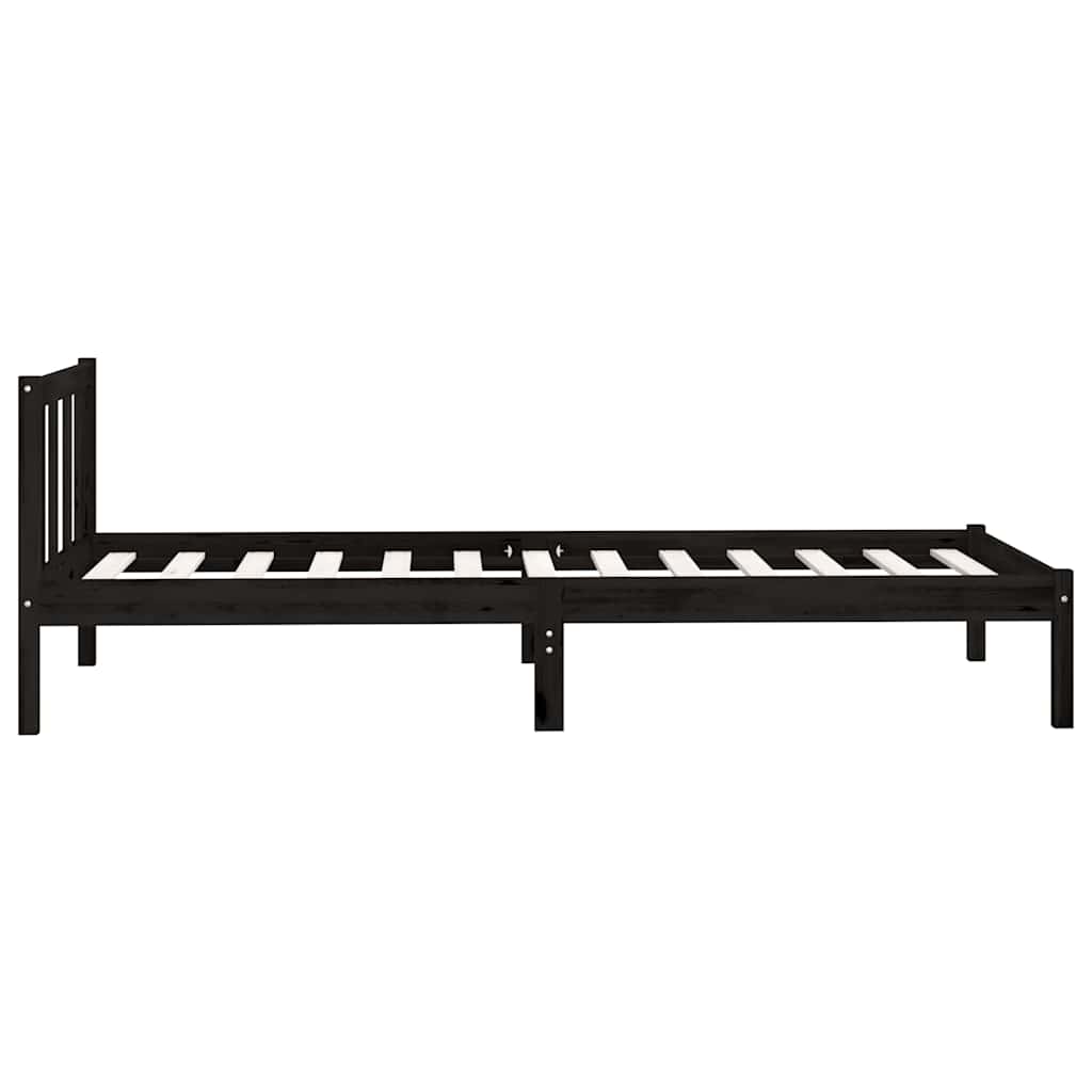 vidaXL Bed Frame without Mattress Black Solid Wood Small Single 6