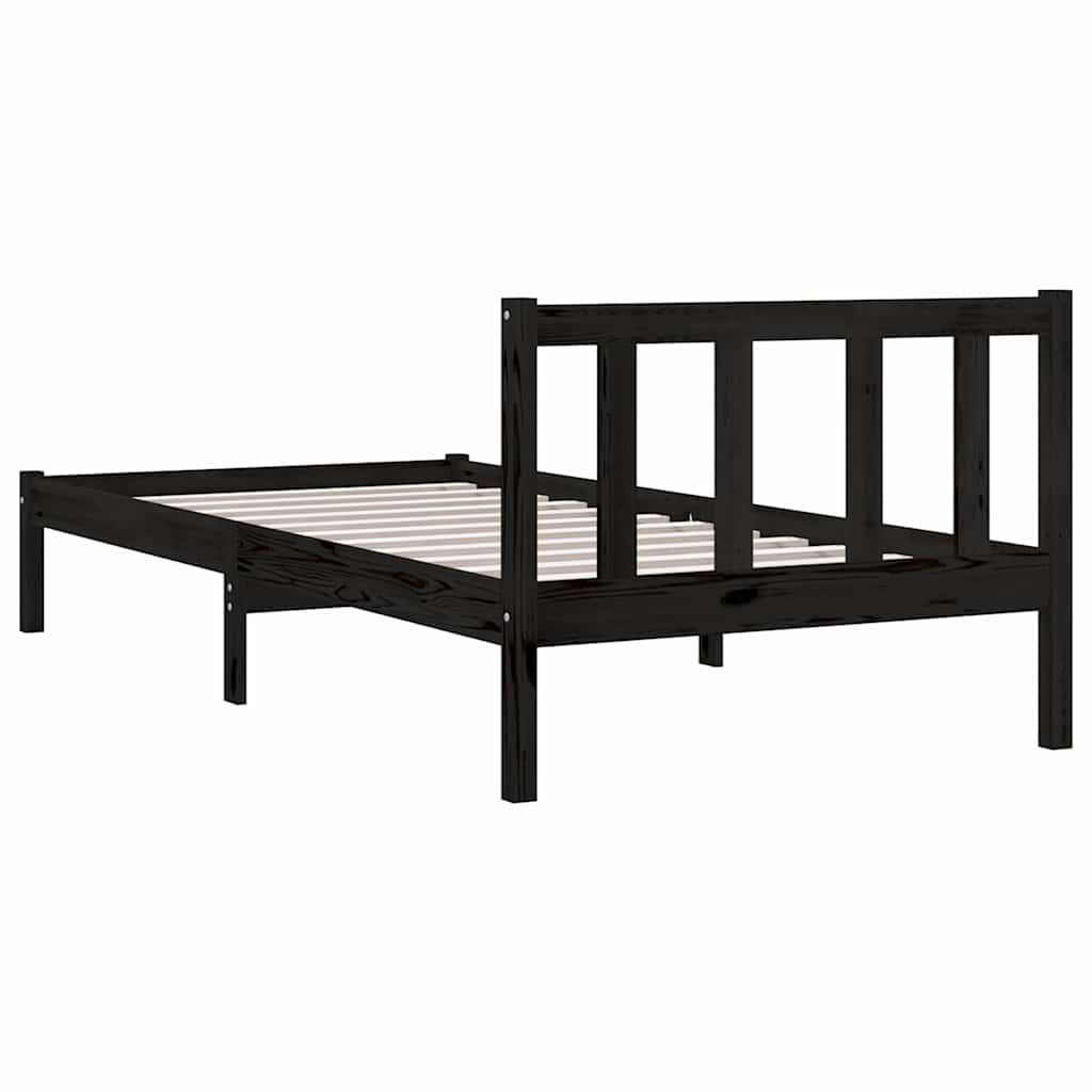 Bed Frame without Mattress Solid Wood Black 75 x 190 cm