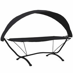 Outdoor Lounge Bed with Canopy Steel and Oxford Fabric Black