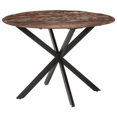 vidaXL Dining Table Ø110x78 cm Solid Wood Reclaimed and Steel 1