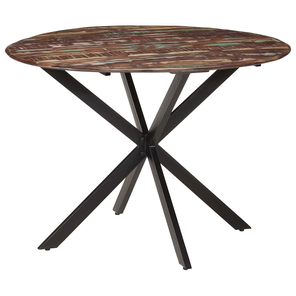 vidaXL Dining Table Ø110x78 cm Solid Wood Reclaimed and Steel 2