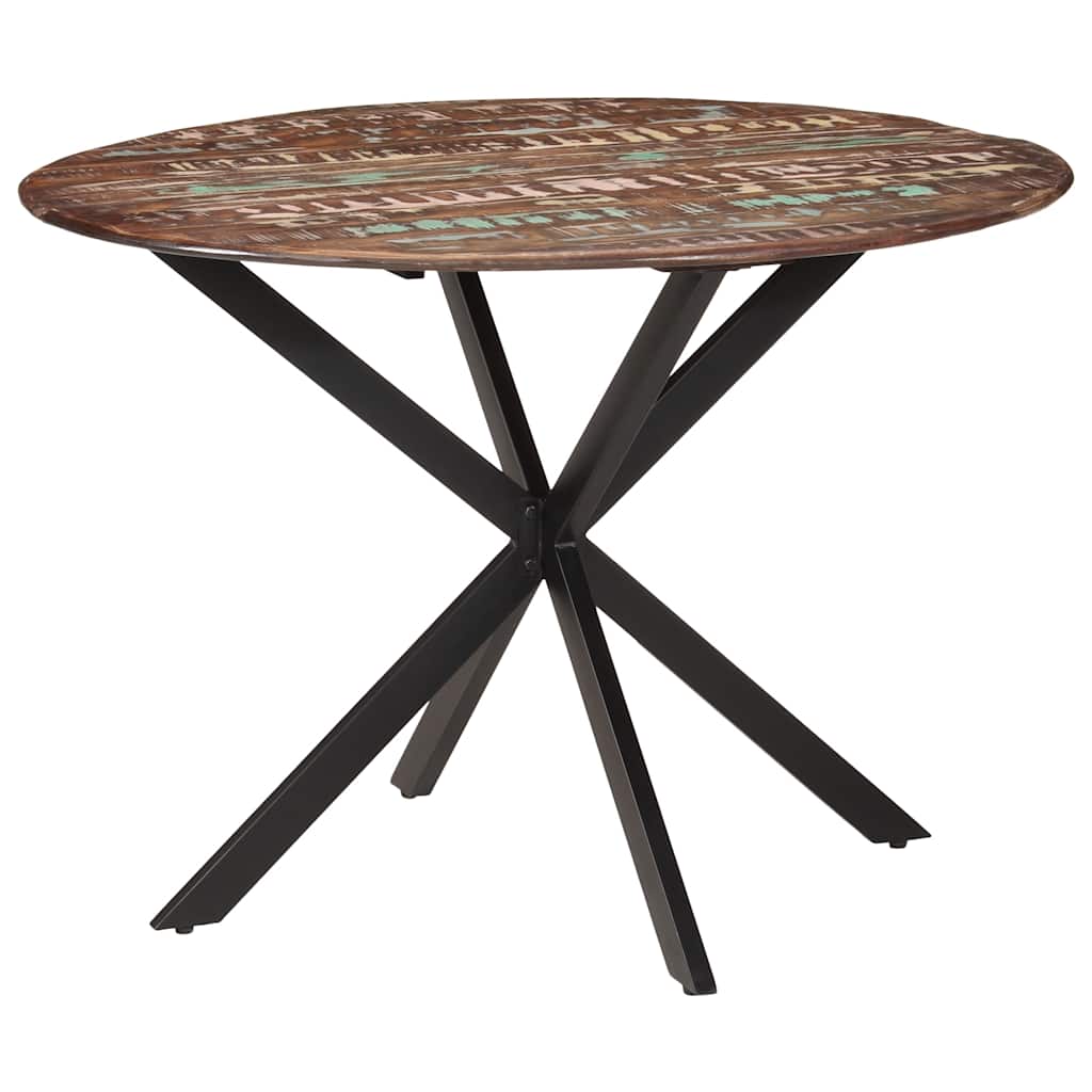 vidaXL Dining Table Ø110x78 cm Solid Wood Reclaimed and Steel 3