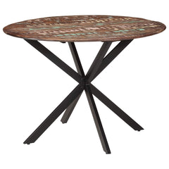 vidaXL Dining Table Ø110x78 cm Solid Wood Reclaimed and Steel 3