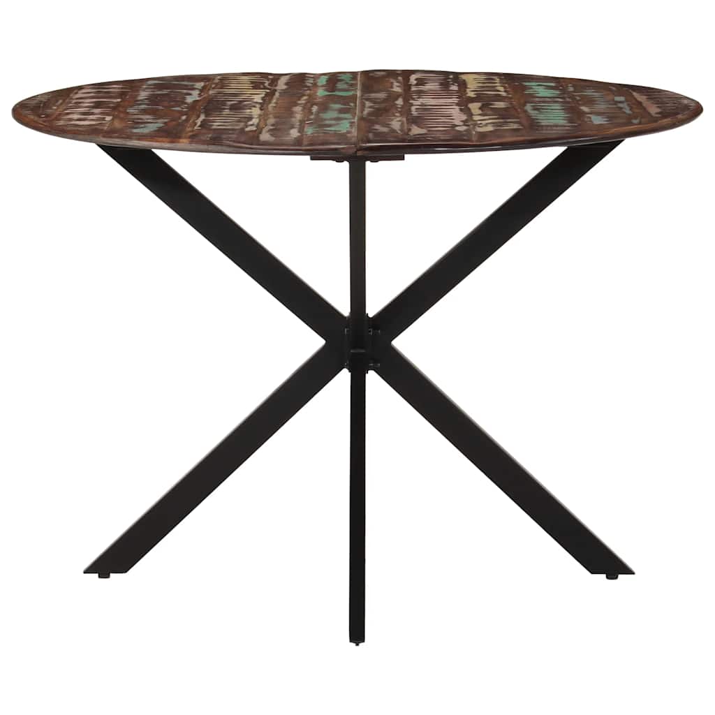 vidaXL Dining Table Ø110x78 cm Solid Wood Reclaimed and Steel 5