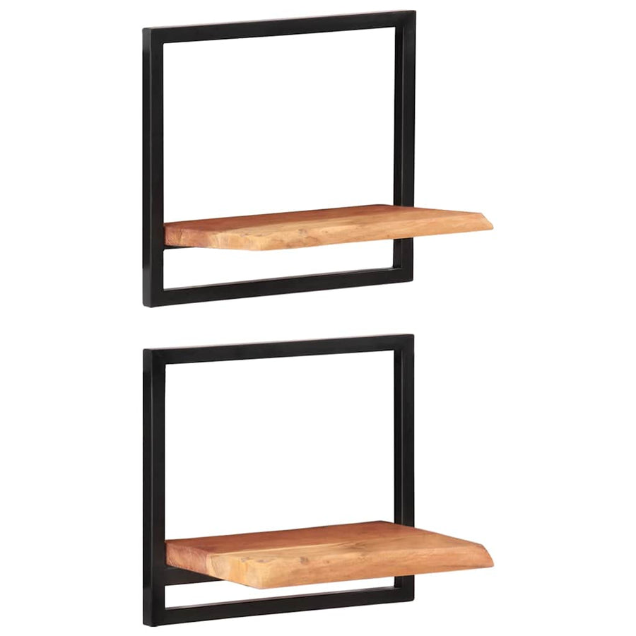 vidaXL Wall Shelves 2 pcs 40x24x35 cm Solid Wood Acacia and Steel 1