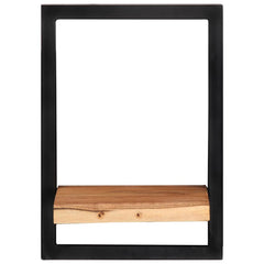 vidaXL Wall Shelf | Set of 2 | Natural wood and black | Solid Acacia wood, Steel 4