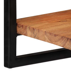 vidaXL Wall Shelf | Set of 2 | Natural wood and black | Solid Acacia wood, Steel 6