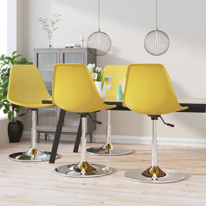 Swivel Dining Chairs 4 pcs Yellow PP