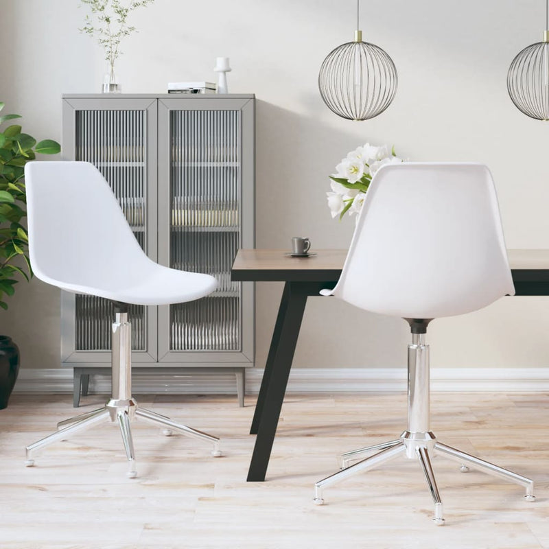 Swivel Dining Chairs 2 pcs White PP