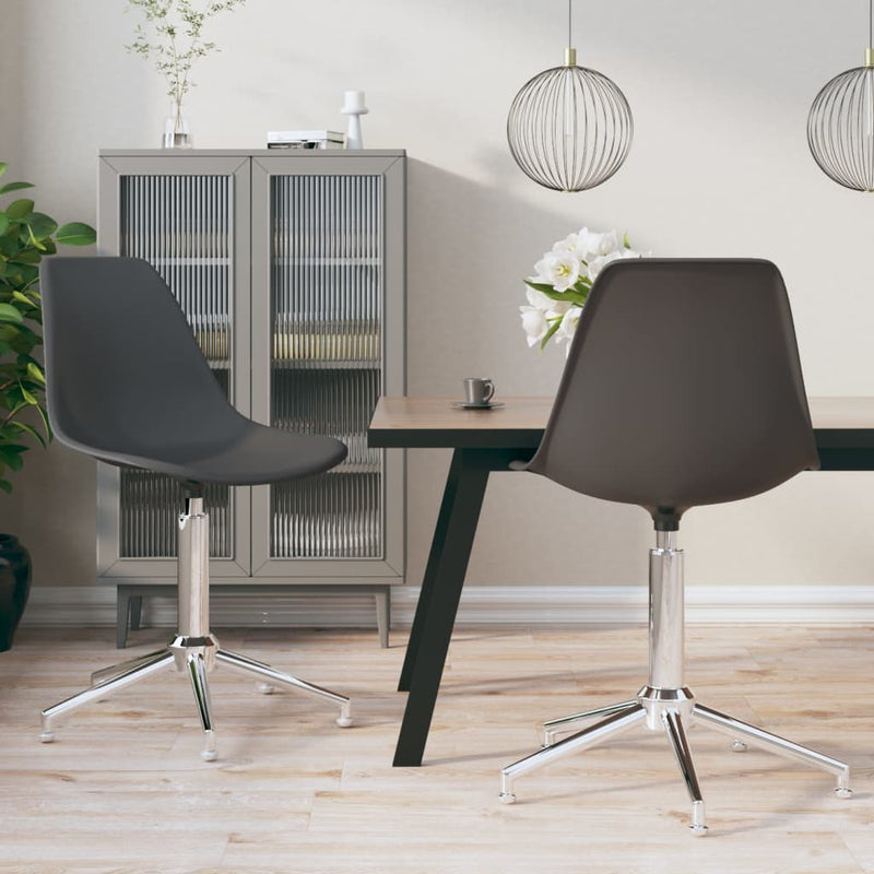 Swivel Dining Chairs 2 pcs Light Grey PP