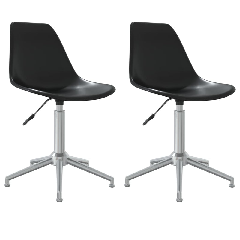 Swivel Dining Chairs 2 pcs Black PP