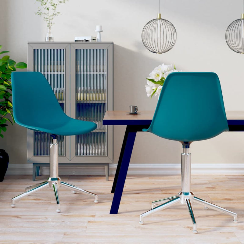 Swivel Dining Chairs 2 pcs Turquoise PP