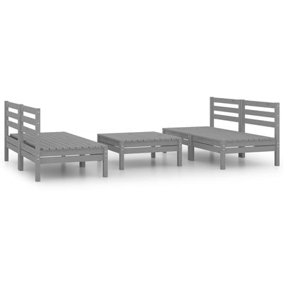 5 Piece Garden Lounge Set Grey Solid Pinewood