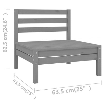 5 Piece Garden Lounge Set Grey Solid Pinewood