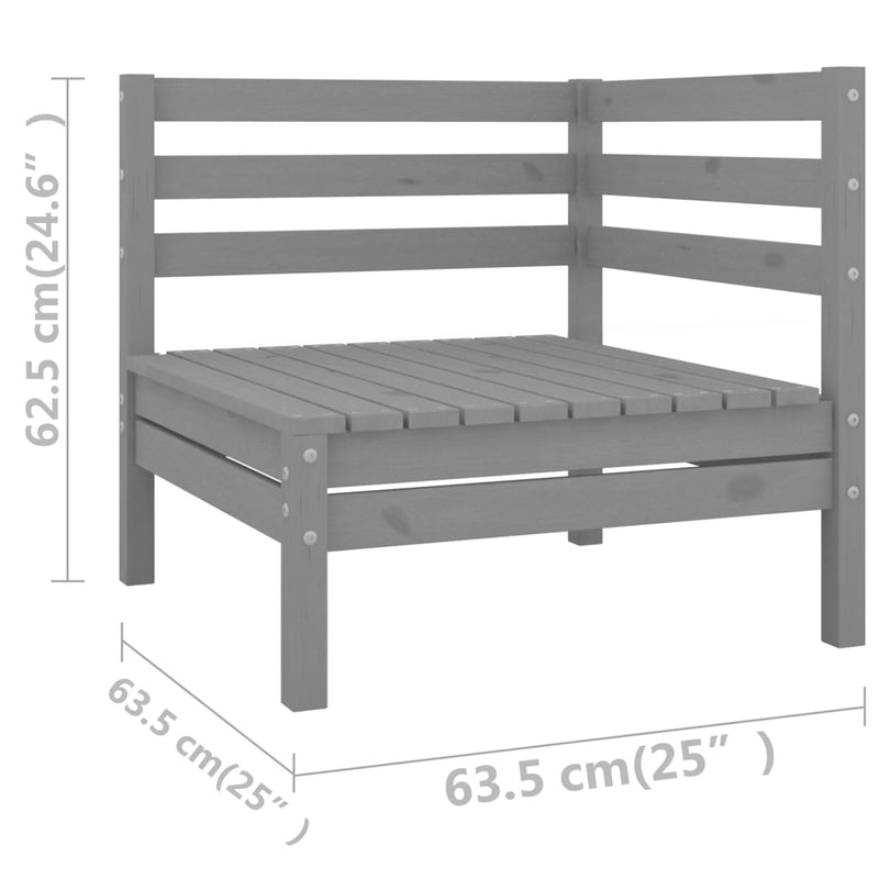 Conjunto de salón de jardín de 3 piezas de madera maciza de pino gris