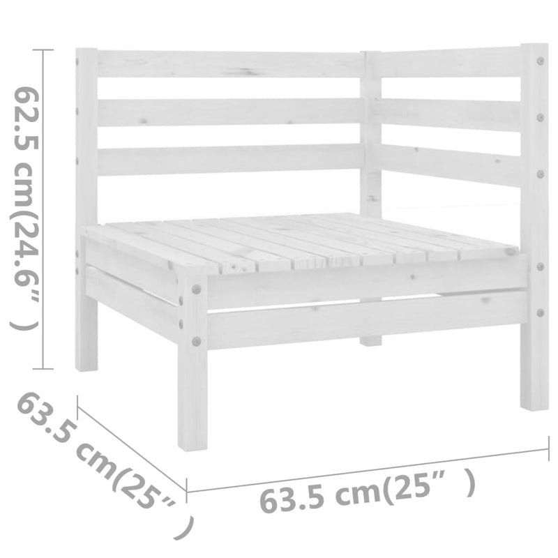 5 Piece Garden Lounge Set White Solid Pinewood