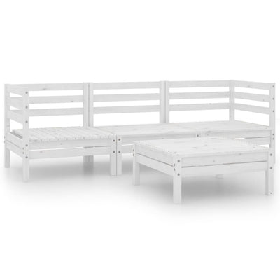 4 Piece Garden Lounge Set White Solid Pinewood