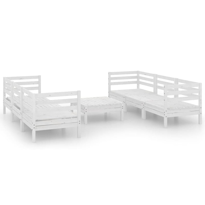 7 Piece Garden Lounge Set White Solid Pinewood