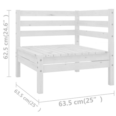 5 Piece Garden Lounge Set White Solid Pinewood