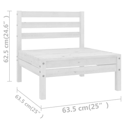 5 Piece Garden Lounge Set White Solid Pinewood