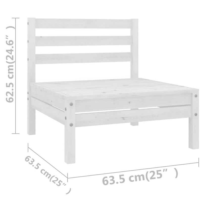 5 Piece Garden Lounge Set White Solid Pinewood