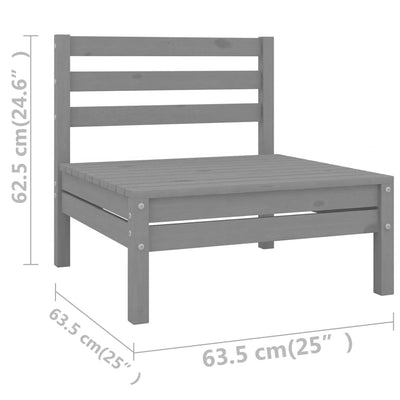 8 Piece Garden Lounge Set Grey Solid Pinewood