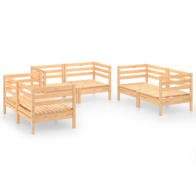 6 Piece Garden Lounge Set Solid Pinewood