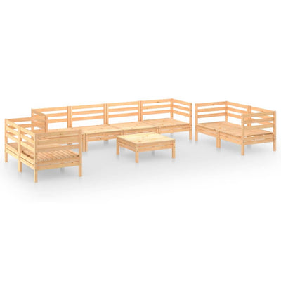 9 Piece Garden Lounge Set Solid Pinewood