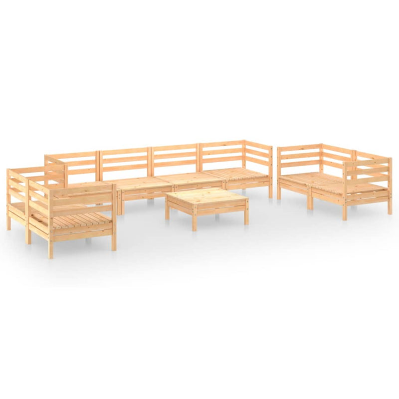 9 Piece Garden Lounge Set Solid Pinewood