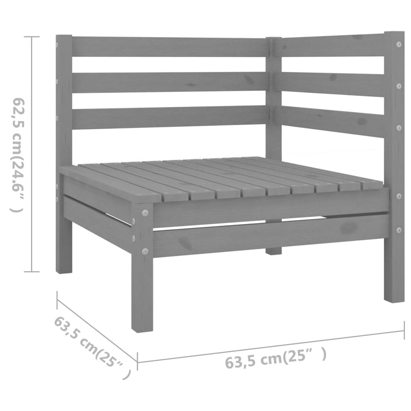 9 Piece Garden Lounge Set Solid Pinewood Grey