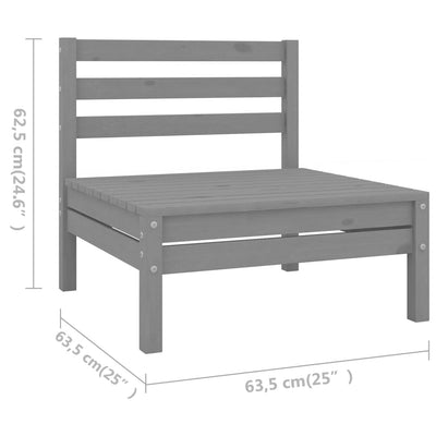 9 Piece Garden Lounge Set Solid Wood Pine Grey