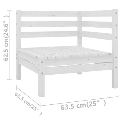 9 Piece Garden Lounge Set White Solid Wood Pine