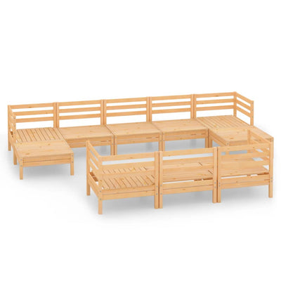 10 Piece Garden Lounge Set Solid Wood Pine