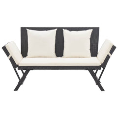 vidaXL Garden Bench with Cushions Black 176 cm Poly Rattan 3