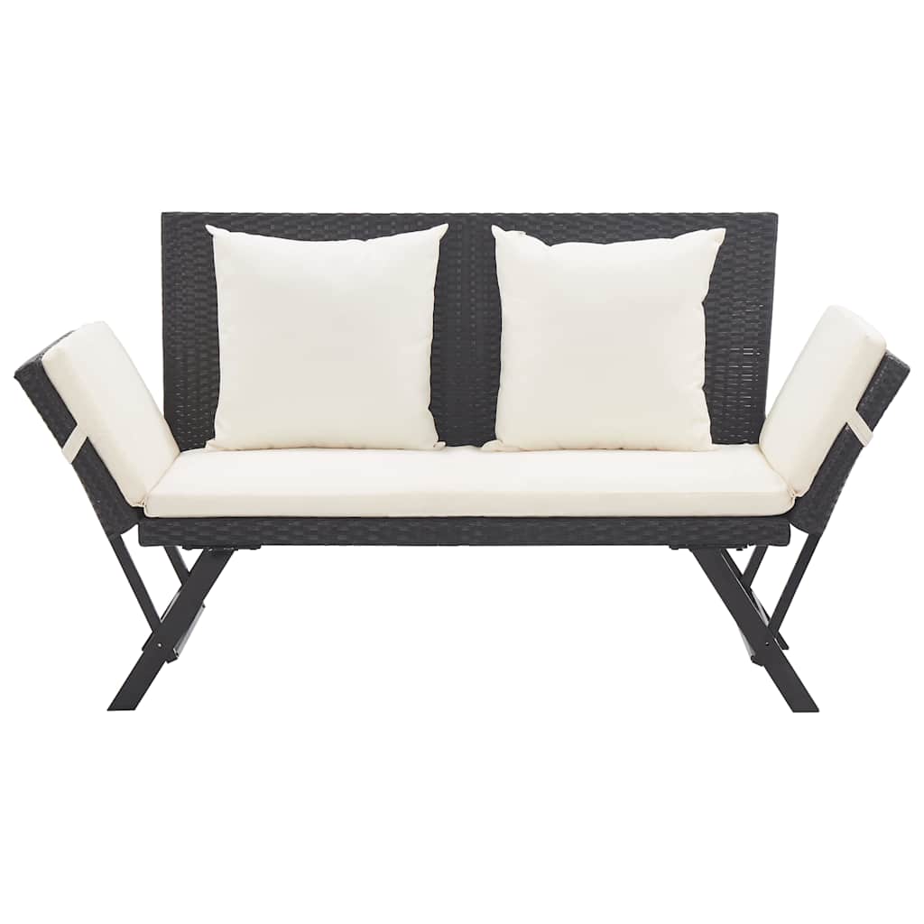 Garden Bench with Cushions 176 cm Poly Rattan