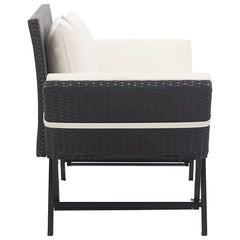 vidaXL Garden Bench with Cushions Black 176 cm Poly Rattan 4
