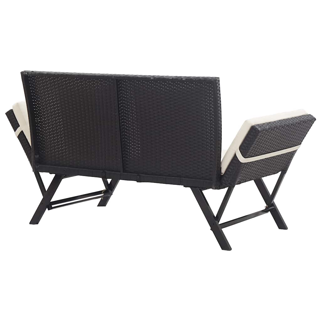 vidaXL Garden Bench with Cushions Black 176 cm Poly Rattan 5