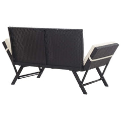 vidaXL Garden Bench with Cushions Black 176 cm Poly Rattan 5